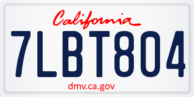 CA license plate 7LBT804