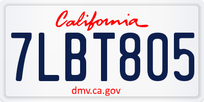 CA license plate 7LBT805