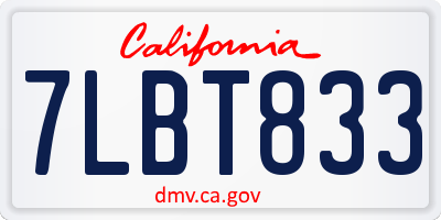 CA license plate 7LBT833