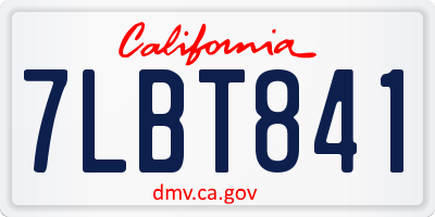 CA license plate 7LBT841