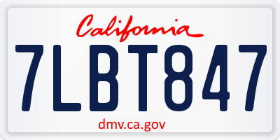CA license plate 7LBT847