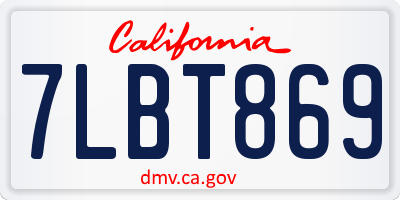 CA license plate 7LBT869