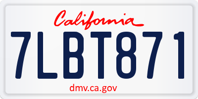 CA license plate 7LBT871