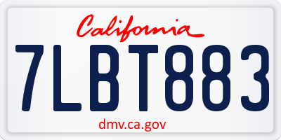 CA license plate 7LBT883