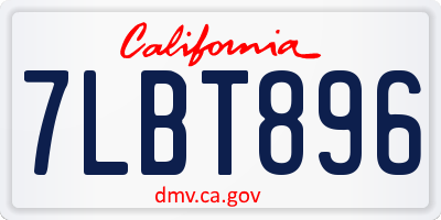 CA license plate 7LBT896