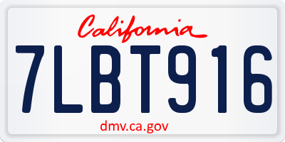 CA license plate 7LBT916