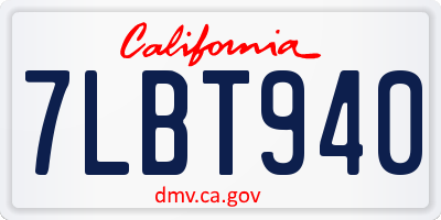 CA license plate 7LBT940