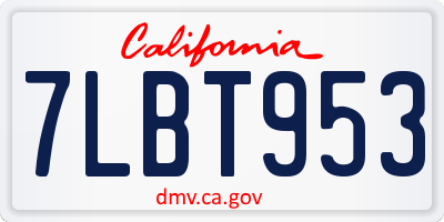 CA license plate 7LBT953