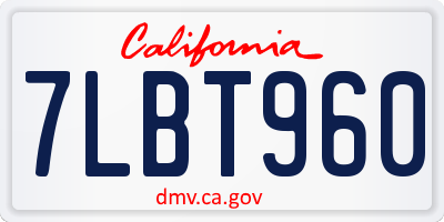 CA license plate 7LBT960