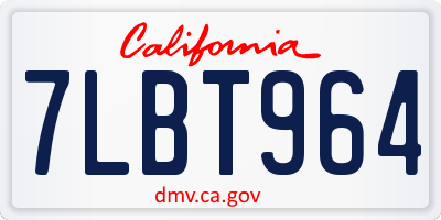 CA license plate 7LBT964