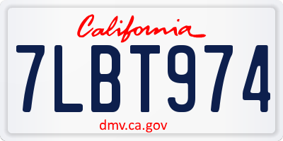 CA license plate 7LBT974