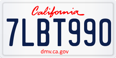 CA license plate 7LBT990