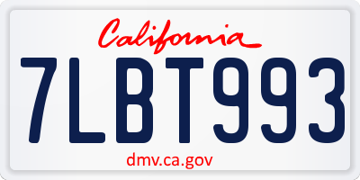 CA license plate 7LBT993