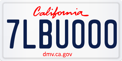 CA license plate 7LBU000