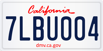 CA license plate 7LBU004