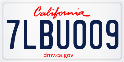 CA license plate 7LBU009
