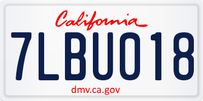 CA license plate 7LBU018