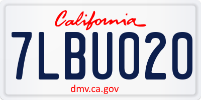 CA license plate 7LBU020
