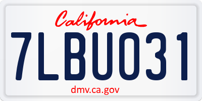 CA license plate 7LBU031