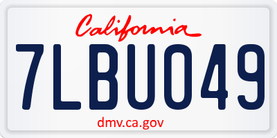 CA license plate 7LBU049