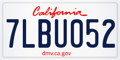 CA license plate 7LBU052