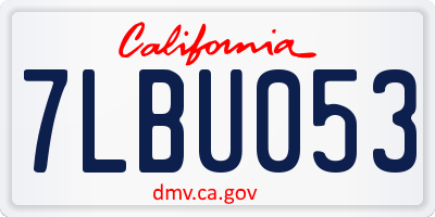 CA license plate 7LBU053