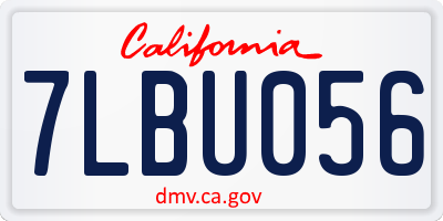 CA license plate 7LBU056