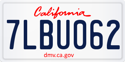 CA license plate 7LBU062