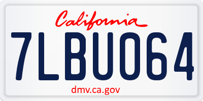 CA license plate 7LBU064