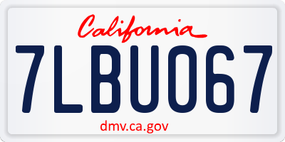 CA license plate 7LBU067