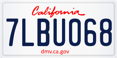 CA license plate 7LBU068