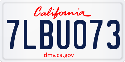 CA license plate 7LBU073