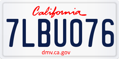 CA license plate 7LBU076