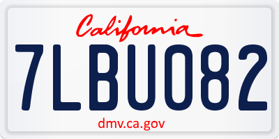 CA license plate 7LBU082