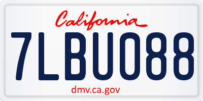 CA license plate 7LBU088