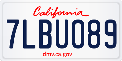 CA license plate 7LBU089