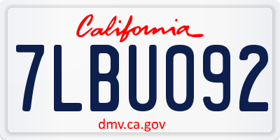 CA license plate 7LBU092