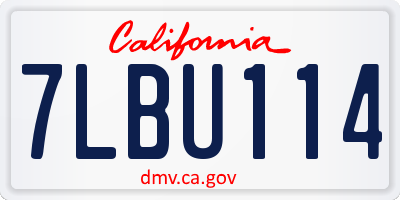 CA license plate 7LBU114