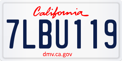 CA license plate 7LBU119