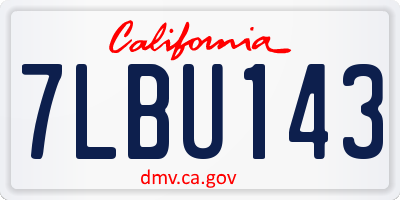 CA license plate 7LBU143