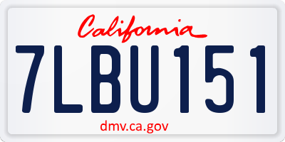 CA license plate 7LBU151