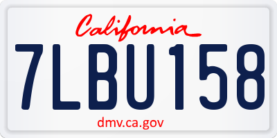 CA license plate 7LBU158