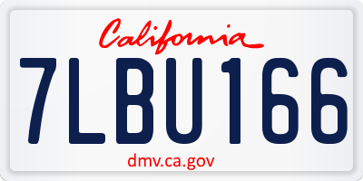 CA license plate 7LBU166