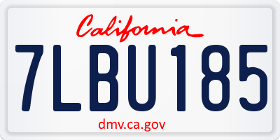 CA license plate 7LBU185