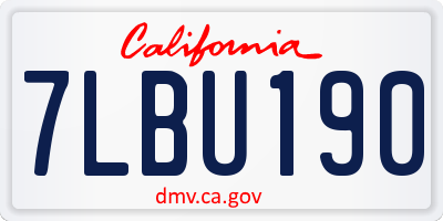 CA license plate 7LBU190