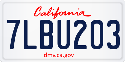 CA license plate 7LBU203