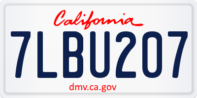 CA license plate 7LBU207