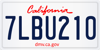 CA license plate 7LBU210