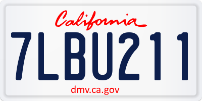 CA license plate 7LBU211