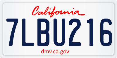 CA license plate 7LBU216